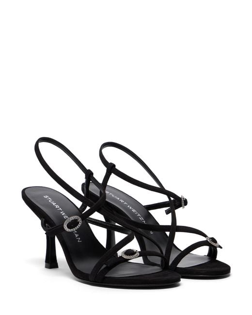 Stuart Weitzman Black Kensington Strappy Sandal 85