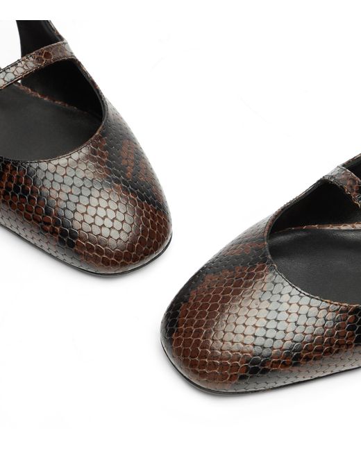 Stuart Weitzman Black Benni Mj Slingback, Loafer Und Flache Schuhe, , Mini Printed Python