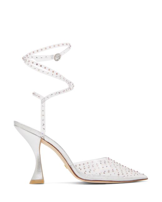 Stuart Weitzman White Glam Xcurve 100 Wrap Pump