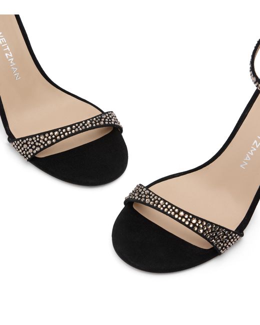 Stuart Weitzman Black Nudist Shine 75 Sandal