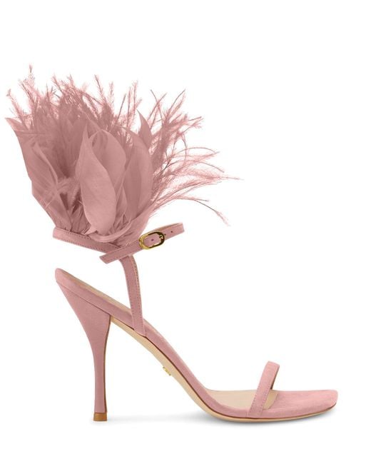 Stuart Weitzman Pink Plume 100 Sandal