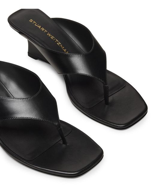 Stuart Weitzman Black Vinnie Wedge Thong 50