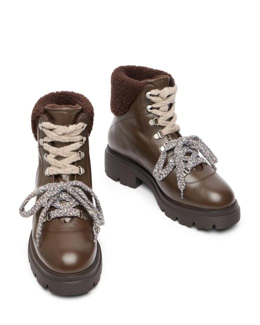 Stuart Weitzman Brown Hudson Lite Lace-Up Bootie