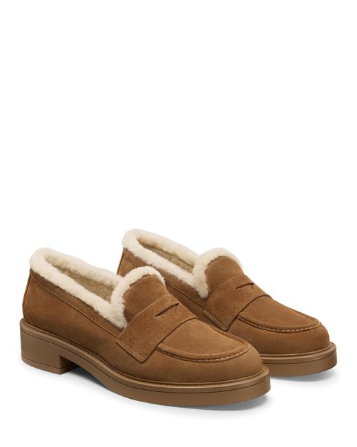 Stuart Weitzman Brown Celia Lite Shearling Loafer