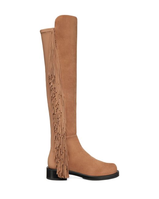 Stuart Weitzman Brown , 5050 Bold Fringe Boot, Boots And Booties,