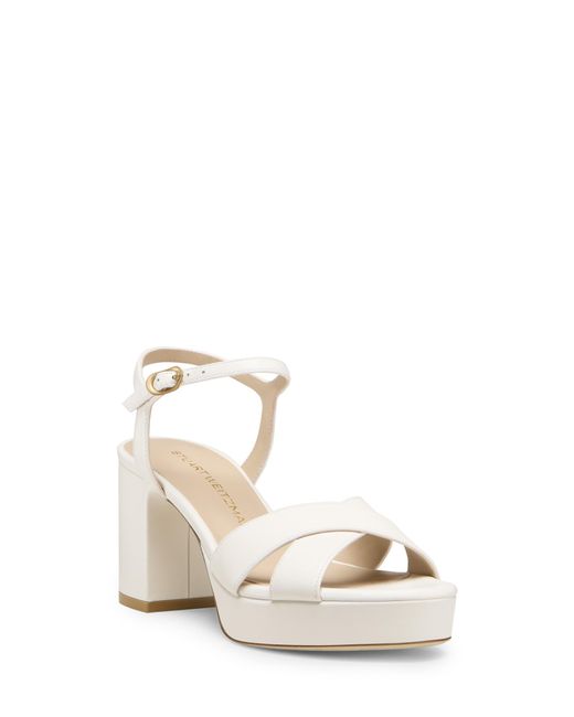 Stuart Weitzman White Dayna Platform 80