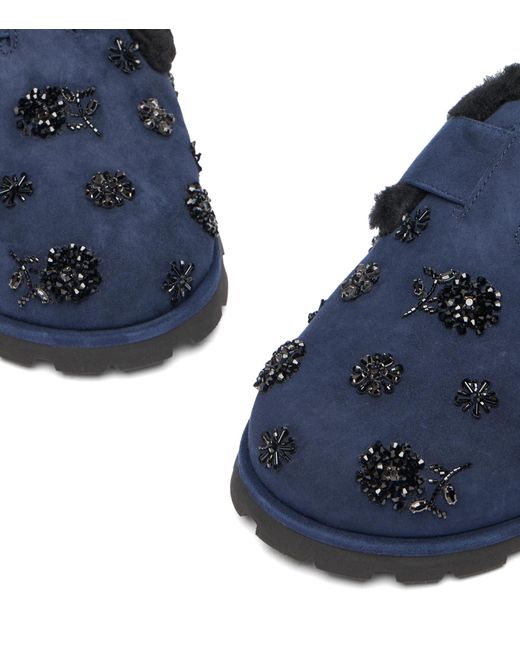 Stuart Weitzman Blue Chrystie Shearling Mule