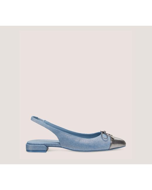 Stuart Weitzman Blue Sleek Bow Slingback Flats & Loafers