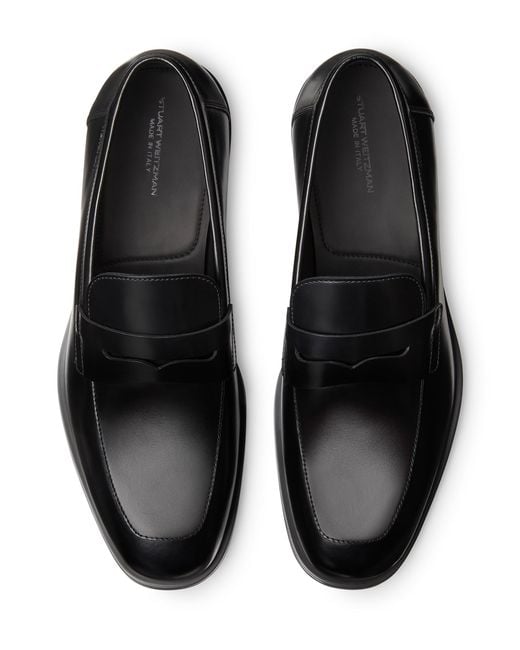 Stuart Weitzman Black Sw Club Classic Penny Loafer for men