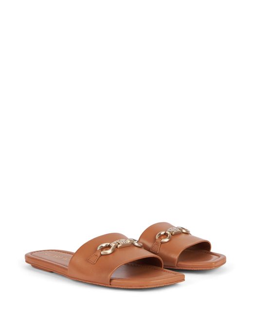 Stuart Weitzman Brown , Sw Signature Slide, Flats And Loafers,