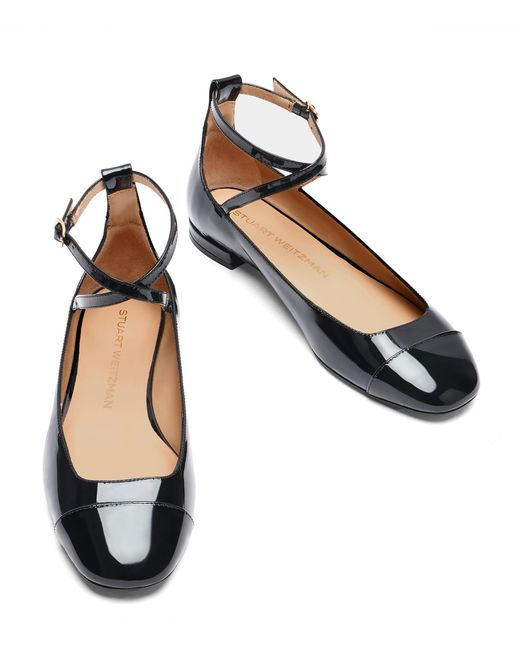 Stuart Weitzman Black Eden Strap Flat