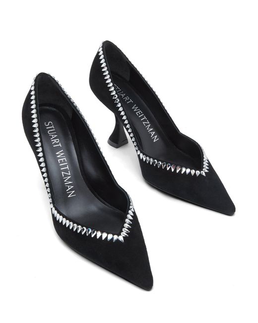 Stuart Weitzman Black Gemcut Xcurve 85 Pump