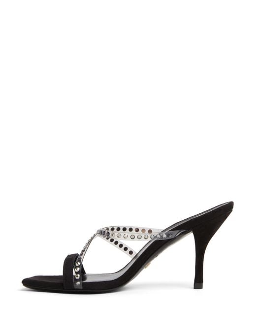Stuart Weitzman Black Strapeze Crystal 85 Slide