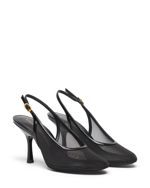 Stuart Weitzman Black Bareitall Slingback 85