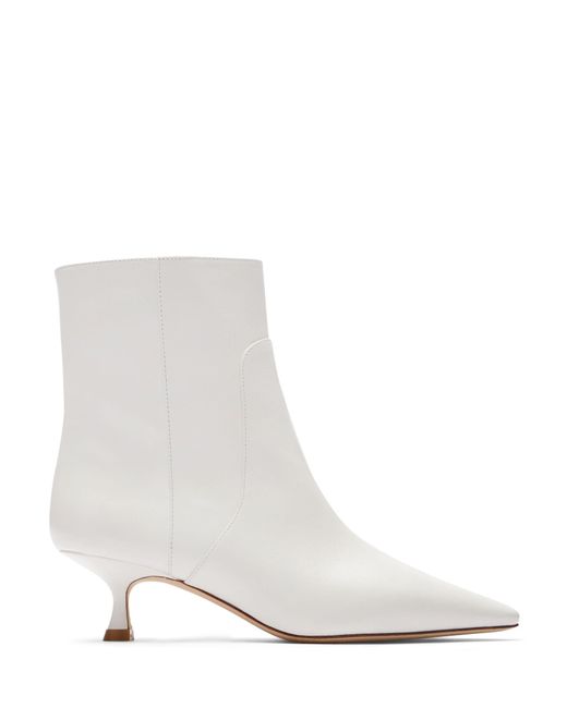 Stuart Weitzman White Naomi 50 Zip Bootie, Boots And Booties, , Highshine Nappa