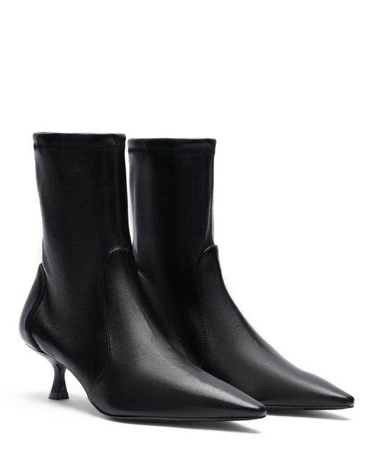 Stuart Weitzman Black Stretch Nappa Pointed-Toe Ankle Booties