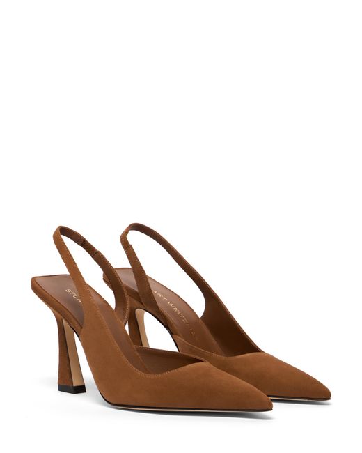 Stuart Weitzman Brown Vinnie 85 Dorsay Slingback