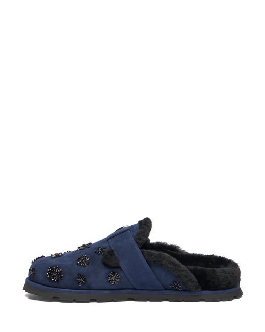 Stuart Weitzman Blue Chrystie Shearling Mule