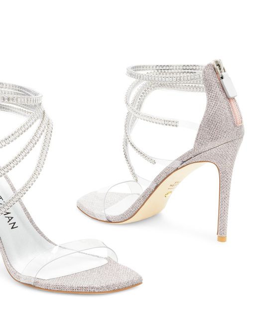 Stuart Weitzman White Superglam 100 Strap Sandal