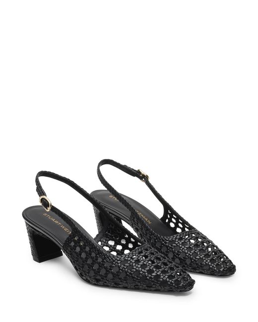 Stuart Weitzman Black Stassi Woven Slingback 50