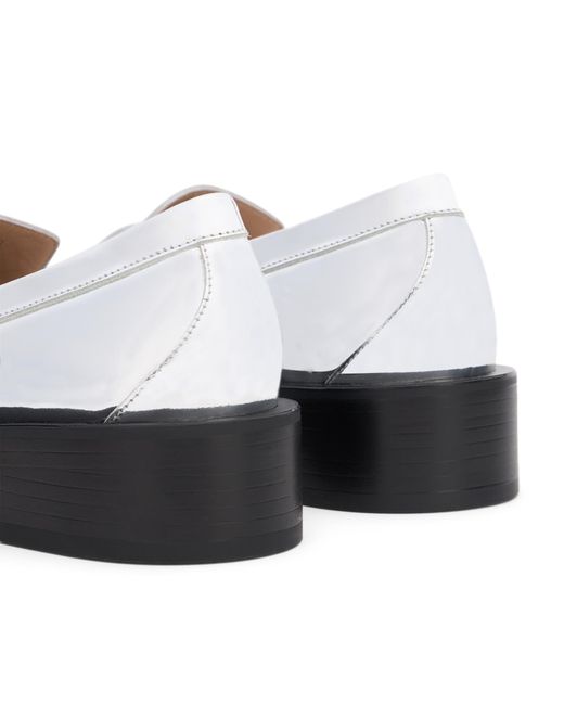 Stuart Weitzman White Leather Specchio Palmer Bold Loafers