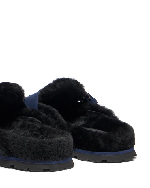 Stuart Weitzman Blue Chrystie Shearling Mule