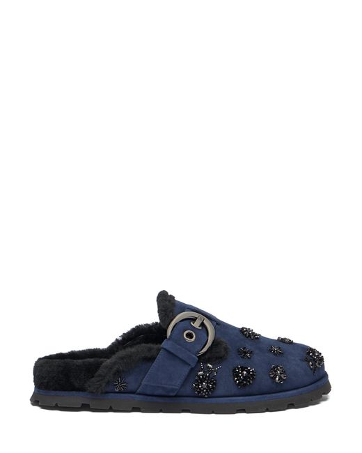 Stuart Weitzman Blue Chrystie Shearling Mule