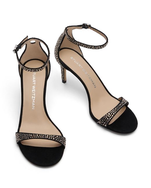 Stuart Weitzman Black Nudist Shine 75 Sandal