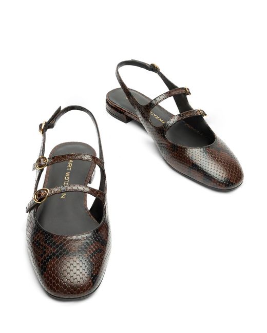 Stuart Weitzman Black Benni Mj Slingback, Loafer Und Flache Schuhe, , Mini Printed Python