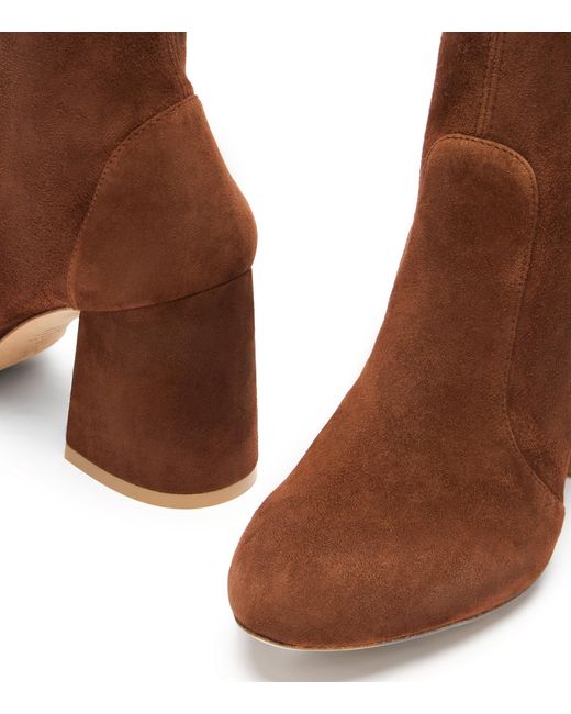 Stuart Weitzman Brown Flareblock 85 Stretch Bootie