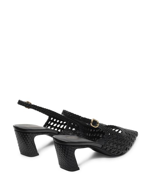 Stuart Weitzman Black Stassi Woven Slingback 50
