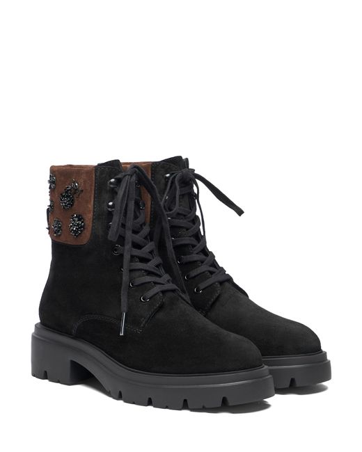 Stuart Weitzman Black Hudson Lace-Up Bootie