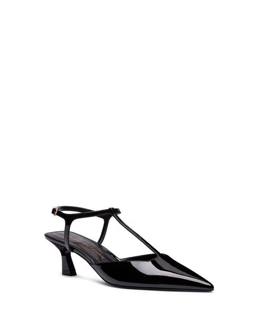 Stuart Weitzman Black Vinnie T-Strap Pump