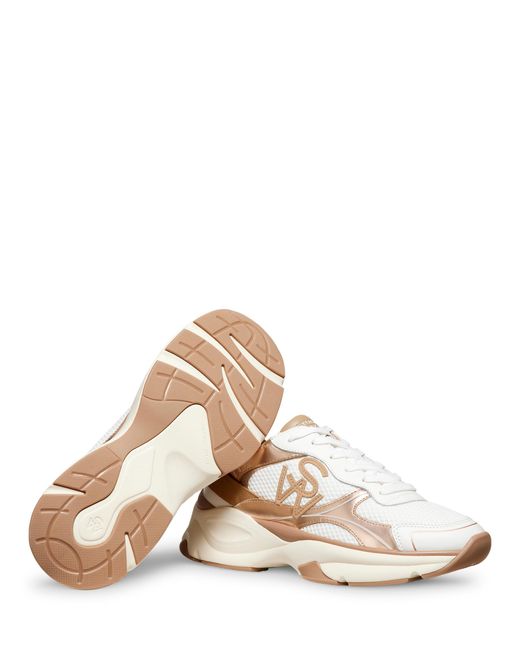 Stuart Weitzman Natural Breathable Mesh Leather Trainers