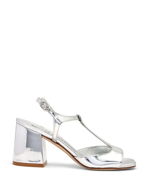 Stuart Weitzman White Flareblock T-Strap Sandal, Last Chance, , Specchio