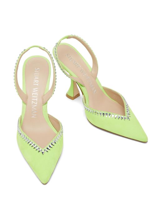 Stuart Weitzman Green Gemcut Xcurve 100 Slingback Pump