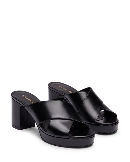 Stuart Weitzman Black Dayna Platform Slide
