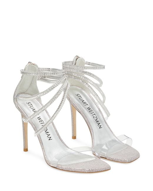 Stuart Weitzman White Superglam 100 Strap Sandal