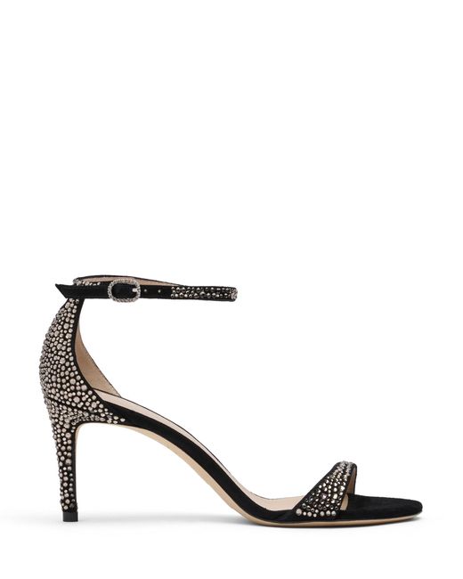 Stuart Weitzman Black Nudist Shine 75 Sandal