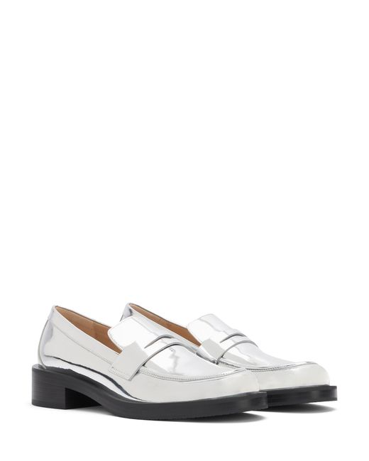 Stuart Weitzman White Leather Specchio Palmer Bold Loafers
