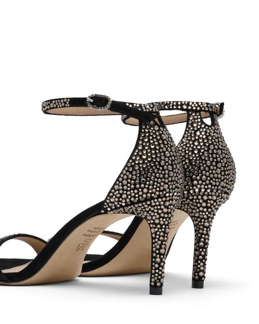 Stuart Weitzman Black Nudist Shine 75 Sandal