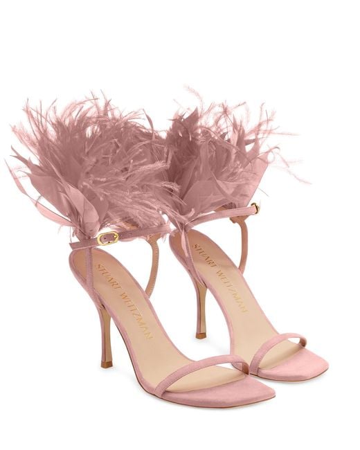 Stuart Weitzman Pink Plume 100 Sandal