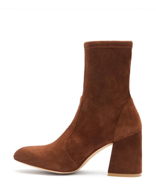 Stuart Weitzman Brown Flareblock 85 Stretch Bootie
