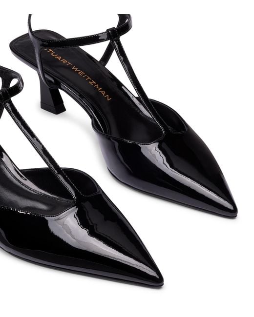 Stuart Weitzman Black Vinnie T-Strap Pump