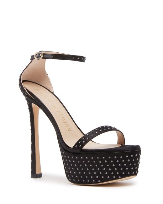 Stuart Weitzman Black Nudistcurve Hollywood Shine Sandal