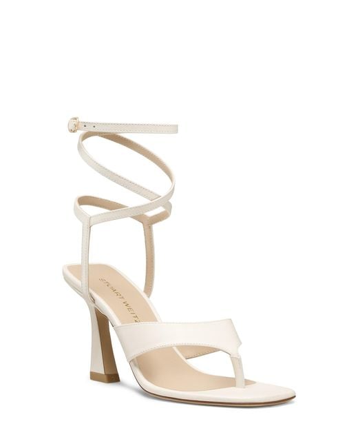 Stuart Weitzman White Vinnie Wrap Thong 85