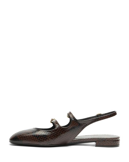 Stuart Weitzman Black Benni Mj Slingback, Loafer Und Flache Schuhe, , Mini Printed Python