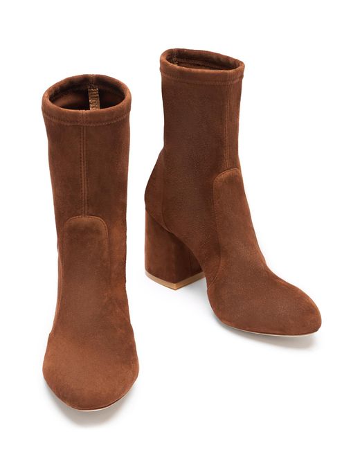 Stuart Weitzman Brown Flareblock 85 Stretch Bootie