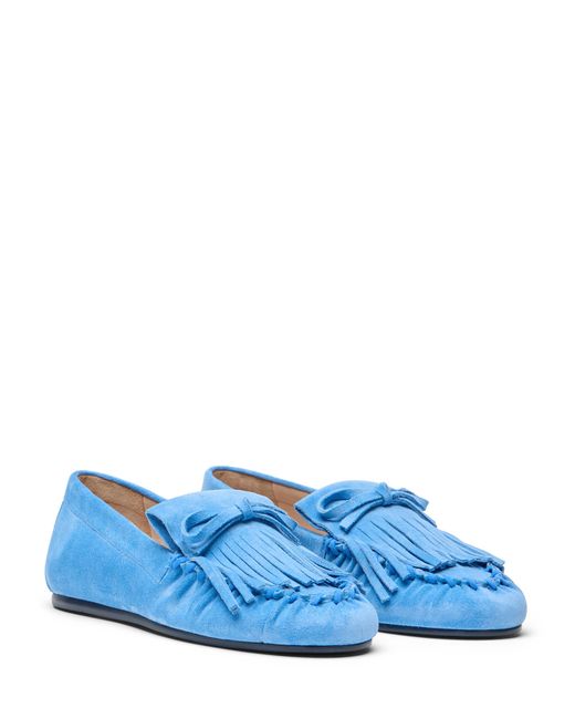 Stuart Weitzman Blue Britt Fringe Moccasin