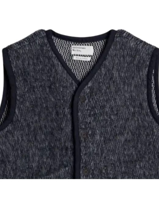 Universal Works Blue Lancaster Gilet Losso Mohair Mix for men